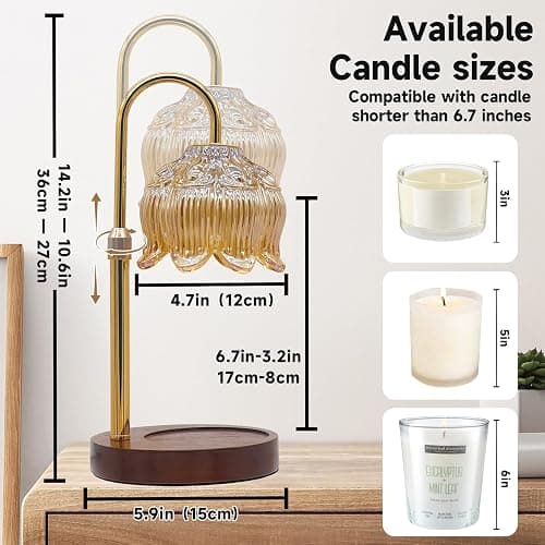 LILOOVKE Candle Warmer Lamp Dimmable Flower with Timer Adjustable Height Flameless Wax Warmer Lamp Home Decor Electric Heating for Jar Candles with Gift Packaging and Two Bulbs thumbnail 3