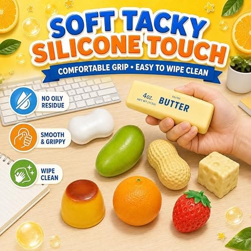 8 Pack Crunchy Squishy Set – ASMR Bead Filled Fidget Toys | Shape-Holding Slow-Rebound, Realistic Food Shape Slushy Squeeze Fidget Squishies – Stress Relief Gift for Kids & Adults thumbnail 5