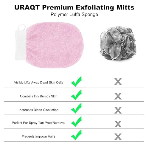 URAQT Exfoliating Gloves, 3 Pack Body Scrub Glove Bath SPA Exfoliating Mitts, Dual-Sided Deep Clean Exfoliation Scrubbing Mitt, Dead Skin Remover Glove Deep Body Scrubber（Black） thumbnail 8