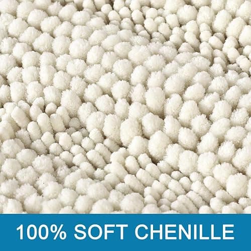 H.VERSAILTEX Bath Rugs for Bathroom Non Slip Bath Mats Extra Thick Chenille Striped Rug 20" x 32" Absorbent Non Skid Fluffy Soft Shaggy Washable Dry Fast Plush Mat for Indoor, Bath Room, Tub - Cream thumbnail 3
