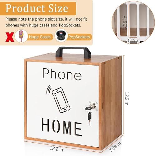 Echaprey Cell Phone Holder Classroom Pocket Chart Wooden Cell Phone Storage Cabinet with Lock 33 Slots Desktop Cell Phone Holder for Classroom Office (33 Slots) thumbnail 3