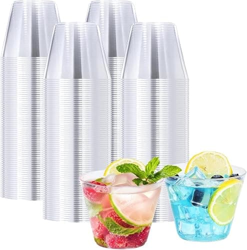BYSNOW 100 Pack 9 oz Clear Plastic Cups, Plastic Wine Cups for Cocktail Party, Polystyrene Hard Cup with Higher Heat Resistance(9oz 100count) - Image 1