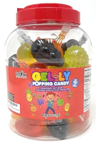 Fusion Select Jelly Fruit Snack Jelly Fruits Hit or Miss Candy Challenge - Fruit-Shaped Jelly- Assorted Flavors, Strawberry, Orange, Apple, Pineapple, Grape, Mango (1 Jar) - Image 1