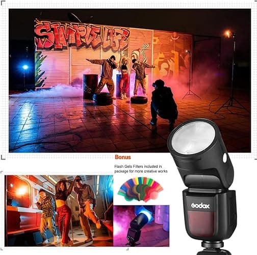 Godox V1-S TTL Round Head Camera Flash for Sony, 2.4G Wireless TTL Speedlight,76Ws HSS 1/8000s with Li-ion Battery,Compatible with Sony a7IV, a7III, a7RIV, a7R5, a7RII, a7RIII, a6400, a6000, a350 thumbnail 7
