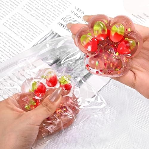 5Pcs Taba Squishy Cat Paw Squeeze Toys | 2.75in Upgraded TPR Slow Rebound Stress Relief Fidget Toys for Kids & Adults, Party Favors, Easter Basket Stuffers, Christmas Stocking Stuffers thumbnail 5