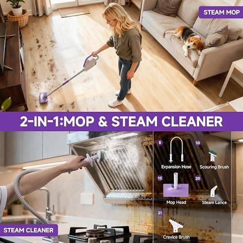 AAOBOSI Steam Mop, 1300W Powerful Detachable Handheld Steamer with 350ml Tank, 11 Multi-purpose Accessories, 23FT Power Cable, Steam Mops for Floor Cleaning, Tiles, Windows, Carpets, Furniture thumbnail 6
