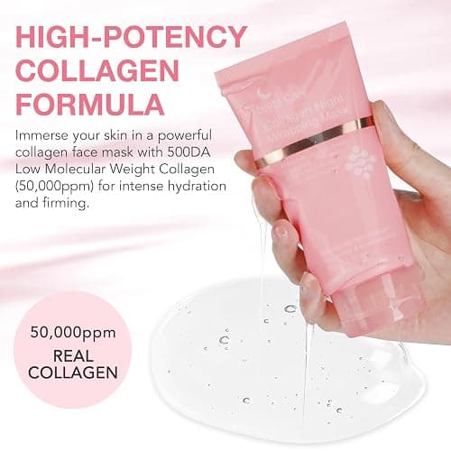 Akeeronn Collagen Overnight Wrapping Peel Off Facial Mask, Collagen Night Wrapping Mask, Hydrating Anti Wrinkle Lifting for All Skin Types, Firming&Elasticity Sleeping Mask (Brush Included) thumbnail 4