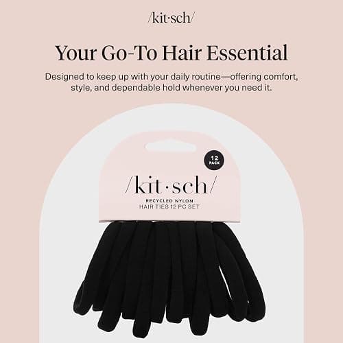 Kitsch Elastic Hair Ties No Damage | Stretchable Hair Bands - Black, 12pcs | Strong All-Day Hold Hair, Rubber Bands For Hair, Ponytail Holders | Hair Accessories for Everyday Use thumbnail 9