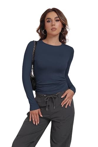 MLYENX 3 Pack Womens Long Sleeve Shirts Crew Neck Basic Stretchy Fitted Y2K Tops Going Out Fashion Clothes thumbnail 2
