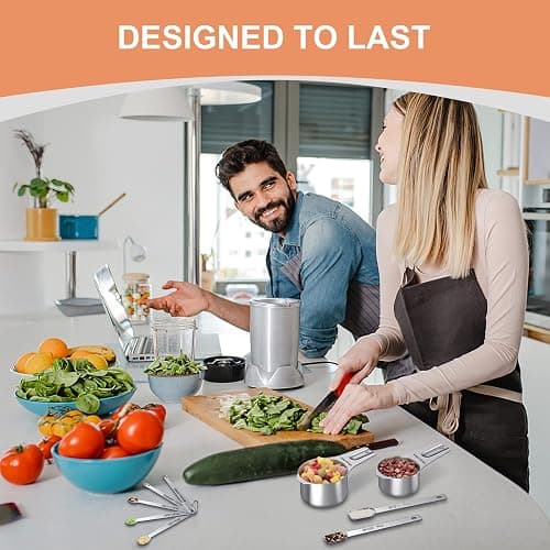 Measuring Cups and Spoons Set of 20, 7 Stainless Steel Nesting Measuring Cups & 7 Spoons, 1 + Leveler & 5 Mini Measuring Spoons for Cooking & Baking thumbnail 2