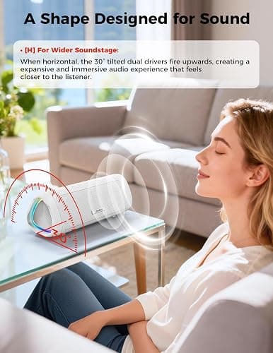 BolaButty Bluetooth Speaker with HD Sound, Portable Wireless, IPX5 Waterproof, Up to 20H Playtime, TWS Pairing, BT5.3, for Home/Party/Outdoor/Beach, Electronic Gadgets, Birthday Gift (White) thumbnail 8