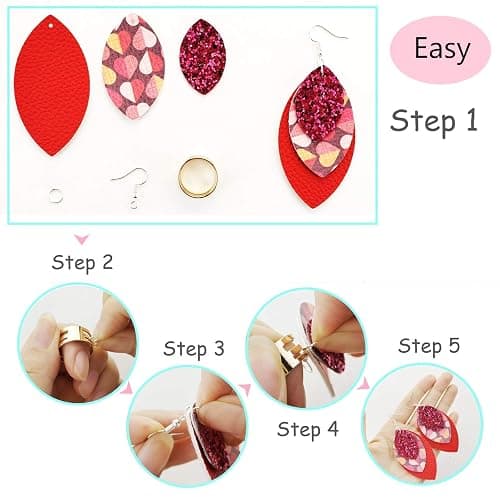 AOUXSEEM 321 Pcs Faux Leather Earrings Making Kit for Beginner, Contains 96 Pre Cut Evil Eye Earring Pieces with Hooks Jump Rings Opener Earring Display Cards and Self-Adhesive Bags thumbnail 3