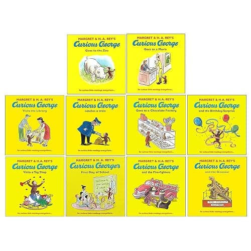 The Curious George Collection Series Books 1 - 10 Box Set by Margaret & H.A. Rey (Fire-fighters, Birthday Surprise, Dinosaur, Goes to the Zoo, Goes to a Chocolate Factory & MORE!) thumbnail 3