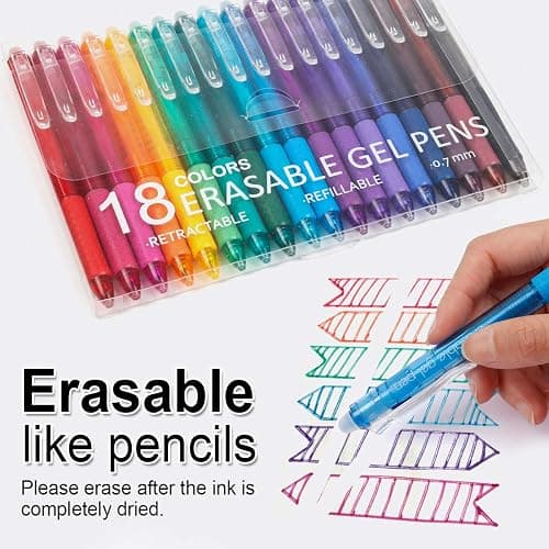 Vanstek 18 Colors Retractable Erasable Gel Pens Clicker, Fine Point(0.7), Make Mistakes Disappear, Premium Comfort Grip for Drawing Writing Planner and Crossword Puzzles thumbnail 3