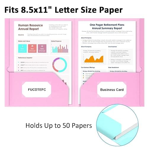 FUCDTEFC 6 Pack Folders with Pockets, Pastel Color Heavy Duty Pocket Folder, Paper 2-Pocket Folders with Pockets, Aesthetic File Folder for Document Back to School Office Filing Supplies thumbnail 4