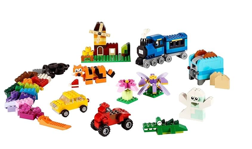 LEGO Classic Medium Creative Brick Box 10696 Building Toy Set - Featuring Storage, Includes Train, Car, and a Tiger Figure, and Playset for Kids, Boys, and Girls Ages 4-99 thumbnail 3