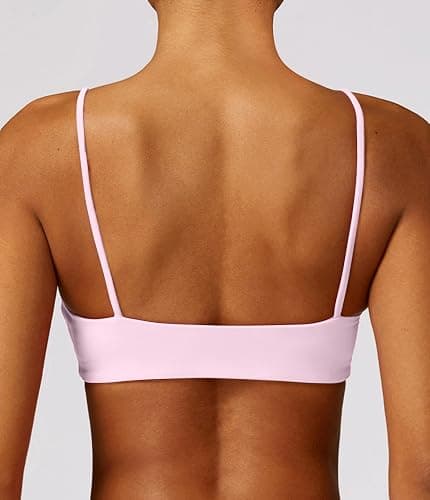 Comper Women's Sports Bra with Thin Straps Stretchy Wirefree Workout Bras Lightweight Workouts Bralette with Removable Pads thumbnail 3