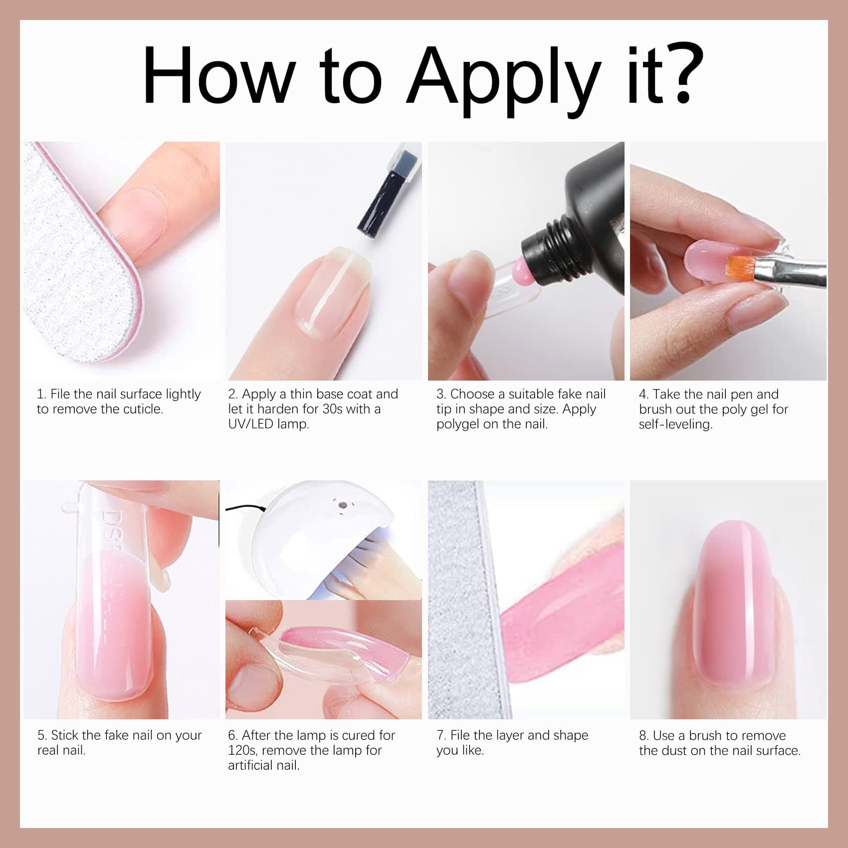 Poly Gel Nail Extension Kit, 8 Colors Clear Nude Pink Poly Gel Set Nail Enhancement Builder Nail Gel Poly Gel Colors for Beginners DIY Home Salon thumbnail 8