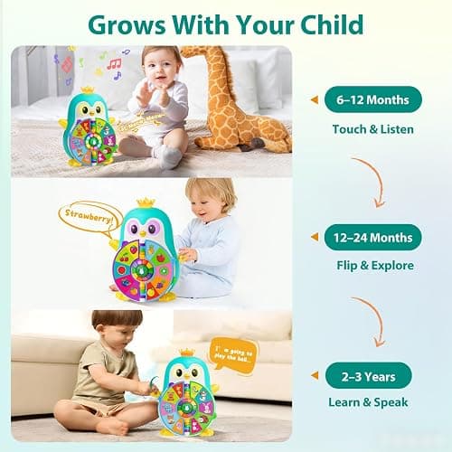 Interactive Penguin Toys for 1 Year Old Boy, 6-in-1 Musical Learning Toys for 1, 2 Year Old Boy Girl Gifts with Lights & 50+ Sounds, 1st Birthday Educational Gifts for 1-2 Year Old Toddler, Blue thumbnail 4