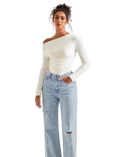 SUUKSESS Women Long Sleeve Off Shoulder Tops Trendy Cowl Neck Going Out Shirt for Fall thumbnail 4