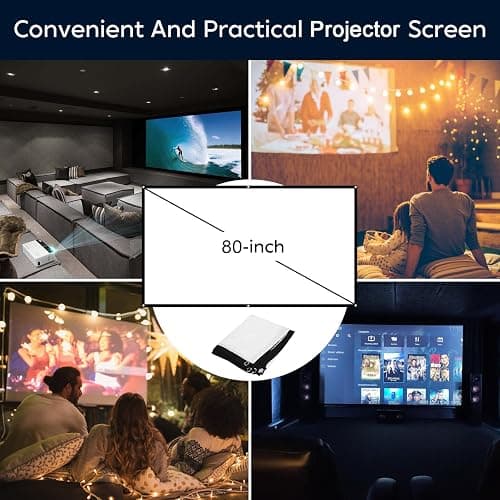 TMY 1080P Full HD Portable Mini Projector, Upgraded Bluetooth Movie Projector with Screen, Compatible with TV Stick Smartphone/HDMI/USB, Indoor & Outdoor Use thumbnail 2