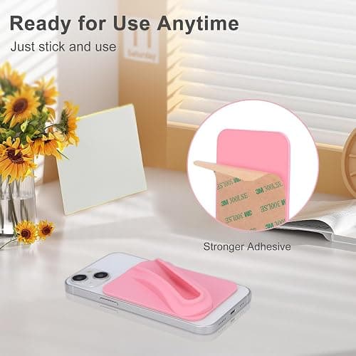 Meowpoo Protective Lip Gloss Case with Adhesive Holder for Most Phone Models, Stylish and Convenient Grip-On Silicone Lip Balm Case (Pink) thumbnail 4