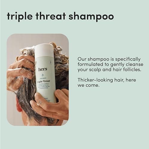 hers Triple Threat Shampoo and Conditioner Set for Women- Thickening, Moisturizing, Reduces Shedding- Color Safe Hair Loss Shampoo and Conditioner- 2 pack, 6.4oz thumbnail 3