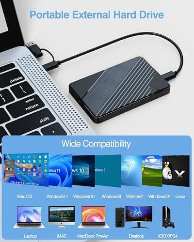 500G External Hard Drive,USB 3.0 and USB-C Storage Expansion Mobile HDD | Portable Slim Extended Storage for PC, Mac, Laptop, PS4, Xbox one, Phone thumbnail 3