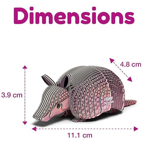 Eugy Armadillo 3D Puzzle - 42 Piece Eco-Friendly Educational Toy Puzzle for Boys, Girls & Kids Ages 6+ thumbnail 3