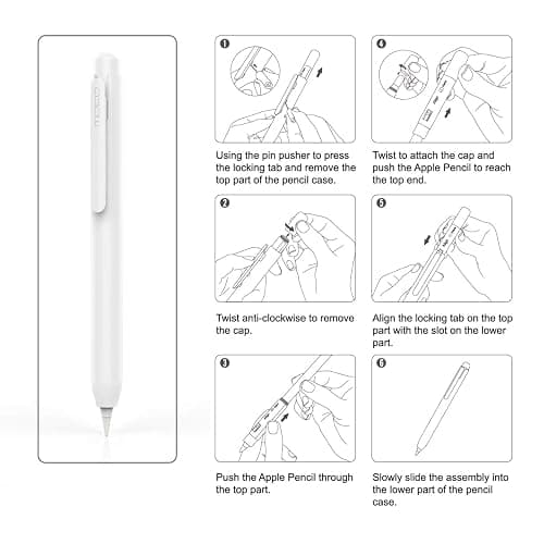 MoKo Holder Case for Apple Pencil 1st Generation, Retractable Apple Pencil 1st Case Protective iPad Pencil Sleeve Skin Cover with Clip, White thumbnail 4