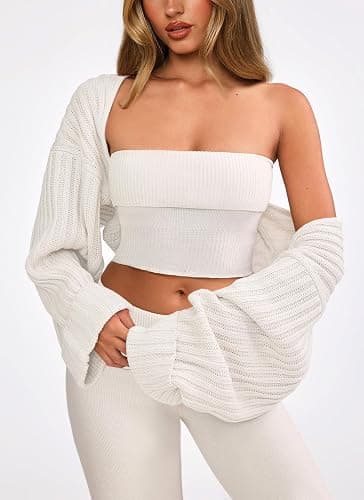 OZICERD Chunky Knit Bolero Shrug Cardigan Sweater for Women Fall Open Front Long Arm Sleeve Cropped Cardigan Y2k Loose Sueter thumbnail 6