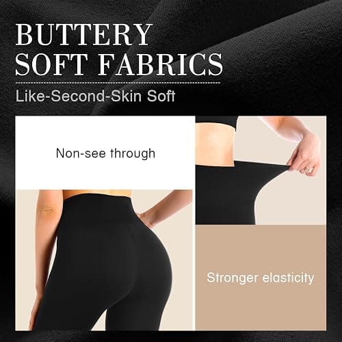 Leafigure High Waisted Leggings for Women- Soft No See-Through Yoga Pants for Gym Workout Running thumbnail 3