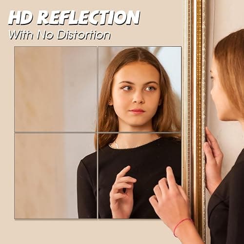 VASUHOME Glass Full Length Wall Mirror Tiles- 12x10 Inch- 4PCS, Frameless Full Body Mirror for Home Gym, Bedroom, Living Room - Versatile Wall Mirror with Unrivaled Clarity thumbnail 3