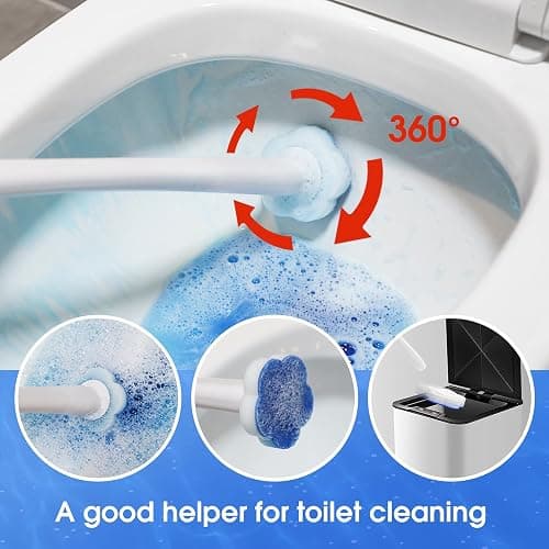 Topo Bear Disposable Toilet Bowl Brush with 40 Toilet Wand Refills, Toilet Bowl Cleaner Wands, Toilet Cleaning System Starter Kit thumbnail 3