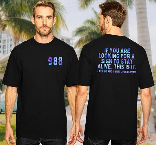 Suicide Prevention Awareness Shirt for Men 988 T Shirt Mental Health Shirts Therapist Inspirational Tees Tops thumbnail 4