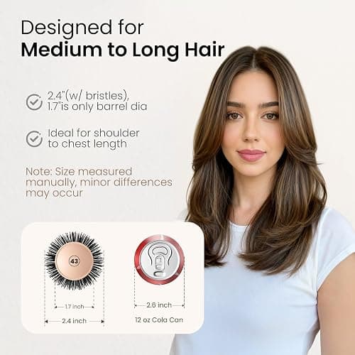 AIMIKE Round Brush for Blow Out, Extra Long Round Hair Brush w/Nano Thermal Ceramic & Ionic Tech, for Blow Drying & Styling, Curling and Shine - Barrel 1.7 inch thumbnail 2