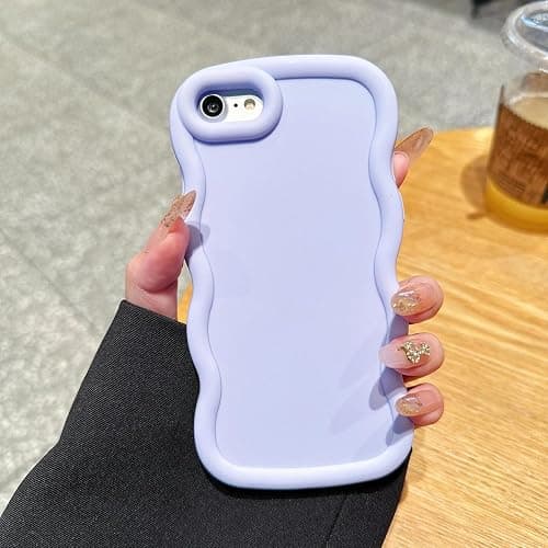 WOGROO Slim Fit Case for iPhone SE (2nd 2020 and 3rd 2022 Generation) & iPhone 7 & iPhone 8 4.7-Inch, Wave Frame, Cute Soft TPU Thin Protective Phone Cover for Women, Light Purple thumbnail 2