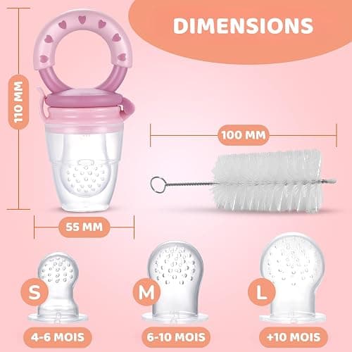 Bebi Born Grignoteuse Bébé Evolutive en Silicone Sans BPA - Tétine d'Alimentation Sécurisée pour Découverte des Aliments Solides - 3 Tailles 4-24 Mois - Soulage les Gencives - Rose thumbnail 2