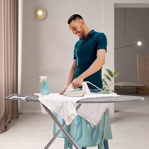 BKTD Ironing Board, Heat Resistant Cover Iron Board with Steam Rest, Non-Slip Foldable Ironing Stand. Heavy Sturdy Metal Frame Legs Iron Stand(13 * 34 * 53 Inches) (Silver Gray) thumbnail 7