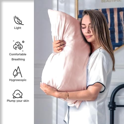 Silk Pillow Cases 2 Pack Soft Breathable and Sliky Standard Size Pillow Cases Set of 2,Natural Mulberry Satin Silk Pillowcase with Hidden Zipper for Hair and Skin (Coral,20"X 26",2pcs) - Coral-2 Pack - Standard（20"X 26"） thumbnail 3