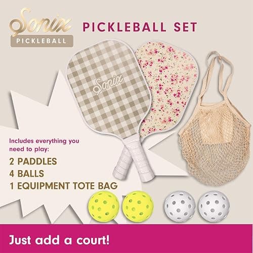 Sonix | USAPA Approved | Pickleball Paddles Set of 2 | Fiberglass Surface Pickleball Set with 2 Rackets, 4 Balls, & Bag - Cottage Floral thumbnail 3