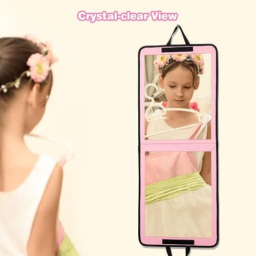 LPHUMEX Portable Pink Mirror Full Length for Dance, 33x13 Inch Hanging Mirror for Dance Bag, Lightweight Folding Travel Mirror Dance Competition Must Haves thumbnail 3