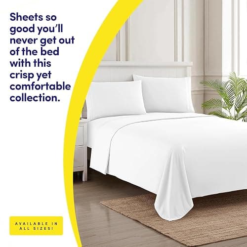 1500 Supreme Collection Queen Sheet Sets White - Luxury Hotel Bed Sheets and Pillowcase Set for Queen Mattress - Extra Soft, Elastic Corner Straps, Deep Pocket Sheets, Queen White thumbnail 3