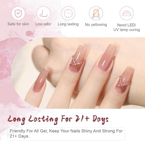 JODSONE 2 Bottles of Top Coat Base Coat Set No Wipe Foundation Combination Bright Surface At Home DIY Nail Salon Girl Gift thumbnail 5