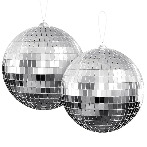 Youdepot 6-Inch Disco Ball 2-Pack, Silver Hanging Mirror Balls | with String, Reflective Disco Ball Decor, for Disco Party Decorations, Disco Christmas Decor, Home DIY, Weddings - Image 1