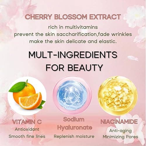 Japan Sakura Skincare Set Mother's Day Gifts for Mom - 8 Pcs Teenage Skin Care Set - Skin Care for Teens 10-12 - Skincare for Girls 10-12 - Teen Skin Care Kit with Face Mask,Cleanser,Cream,Headband - Cherry Blossom - One Size thumbnail 4