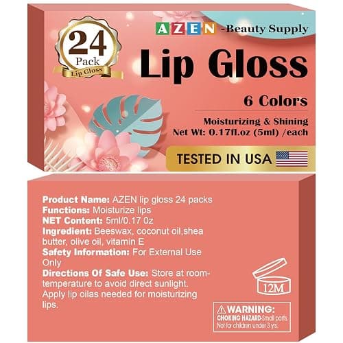 AZEN 24 Pack Lip Gloss Set, Color Lip Oil for Dry Cracked Lips Moisturizing Hydrating Nourishing with Vitamin E thumbnail 8