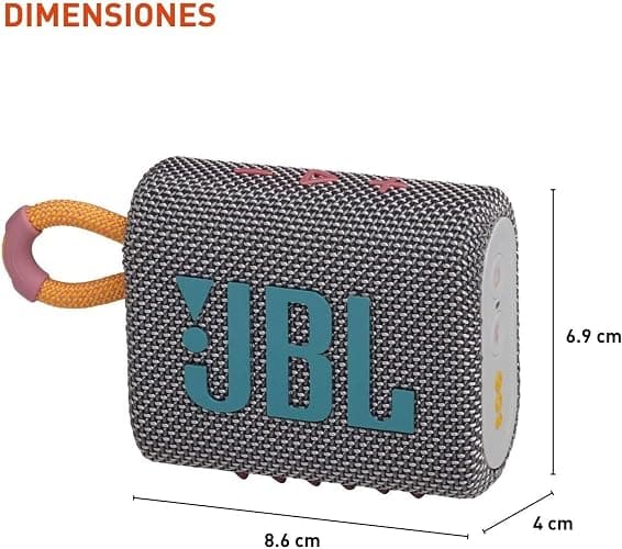 JBL Go 3 - Portable Bluetooth Speaker, Built-in Battery, Waterproof and Dustproof, Bonus Keychain LED Included - Gray thumbnail 3