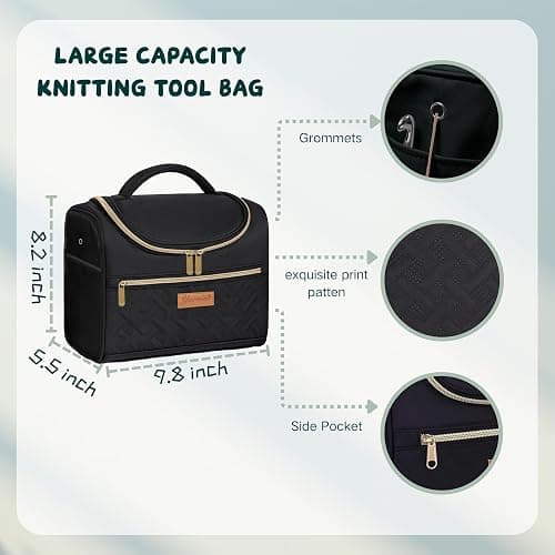 Yarniss Crochet Kits with Yarn,1120 Yards Soft Crochet Skeins, 12 Size Ergonomic Crochet Hooks with Portable Crochet Bag,Black thumbnail 5