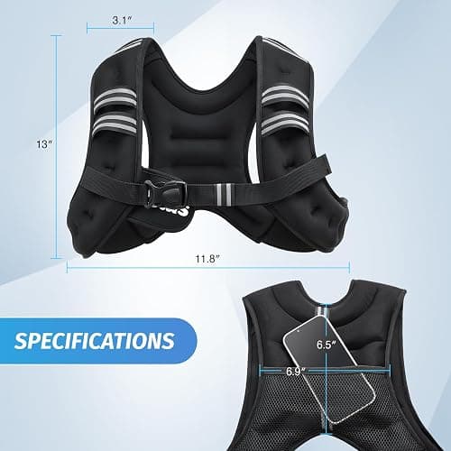 ZELUS Weighted Vest, 6lb/8lb/12lb/16lb/20lb/25lb/30lb Weight Vest with Reflective Stripe for Workout, Strength Training, Running, Fitness, Muscle Building, Weight Loss, Weightlifting thumbnail 8